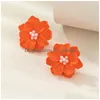 Dangle Kroonluchter Colorf Prachtige Bloemen Stud Oorbellen Voor Vrouwen Nieuwe Trendy Goudlegering Metaal Geometrische Peal Stone Jewelr Dhgarden Dhs0F