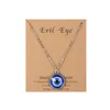 I Bulk Devil's Eye Pendant Halsband för män Kvinnliga legering Diamond Turkish Blue Evil Eye Halsband med presentkortskort