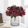 Fleurs décoratives Christmas Bouquet artificiel Hortensia Peony Fleur vintage pour la mariée Accessoires Accessoires de décoration décoration décor