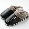 Slippers Men's Home Winter Indoor Warm Shoes Thick Bottom Plush Waterproof Leather House Man Cotton 231110