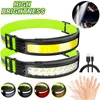 Lámparas de cabeza Al aire libre COB Wave Induction Headlamp Head Light USB Recargable Faro Reflector para Camping Night Running Pesca Linterna P230411