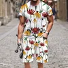 Men's Tracksuits T-shirt Shorts Set Harajuku Flowers Plants O Neck Funny Outfit Short Sleeve Sportswear Spring Autumn Beach Tops Tracksuit
