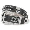 Custom Brand Y2K Black Skull Rhinestone Belt Pin Buckle Cowboy Crystal Plus Size Rhinestone Western Belts