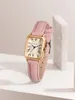 Relógios de pulso mulheres relógio retângulo caso ouro dial quartzo relógio de pulso simples numerais romanos feminino preto rosa cinta relógio vintage moda