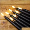 Candles Pack Of 6 Remote Halloween Taper Black Color Flameless Fake Pillar Battery With Contain Drop Delivery Home Garden Dh7Cu