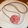 Choker 1 PC Big Rose Collier Romantique Fleur Doux Réglable Mince Corde Chaîne De Mode De Mariage Pour Les Femmes