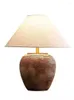 Bordslampor wabi-sabi-lampa med e27 LED-glödlampa au us eu uk plug lera potten och linne lampskärm för sovrum vardagsrum elstudie