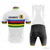 Cykeltröja sätter retro färgstänger Cycling Jersey Set Classical Bicycle Suit Cykel Kort ärm Män Bib Shorts Kläder Por Team Factory Gel 3M411