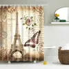 Dafield Accessori per il bagno Tenda da doccia Vintage Paris Tower Butterfly Design Accessori per il bagno retrò Decorazione per la casa343U