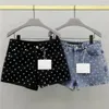 shorts di denim di strass