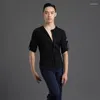 Стадия носить черные бальные танцевальные рубашки мужчина современная танцевальная одежда латинская тренировочная костюм сальса одежда для танцев Samba Jl3705