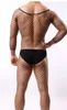 Sexy kostuum sexy lingerie exotische zwarte net bodysuits mannen teddy herenkleding man date nachtkleding fetish open kruis heren nachtkleding