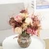 Decoratieve bloemen Rose kunstmatige herfst voor trouwhuisdecoratie retro boeket ewige familietuinarrangement flores artificialle