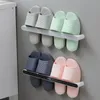 Roupas para armazenamento de armazenamento de banheiro sapatos chinelos de banheiro montados na parede Organizador grátis para autores