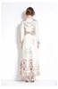 Robes décontractées de base 2024 printemps automne piste col montant pour femmes manches longues lanterne imprimé floral ceinture à simple boutonnage vacances Boho Maxi Robes