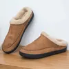 Slippers 2023 Winter Men's Home Indoor Plush Warm Shoes Thick Waterproof Leather House Man Suede 231110