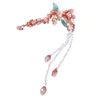 Hårklipp kinesiska klipp Tassel Pearl Floral Hairpin For Women Red Flower Barrettes Vintage Hanfu Cosplay Tiaras Classic Jewelry