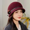 Geniş Memlu Şapka Kovası Hepburn Style 100 Avustralya Yün Kloche Hat Kadın Partisi Fedora Lady Chic Felt Bere Kadın Kış Düzensiz Üst Kap 231110