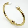 Bangle Fashion Women Color Rose Gold Titanium White Pearl Round Open Cuff Bracelets Bangles Pulseiras Jewelry