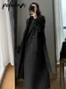 Mélange de laine pour femmes manteau long en laine décontracté femmes double boutonnage fausse veste automne mode coréenne dames vêtements noirs hiver 231110
