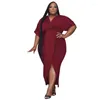 Plus Size Kleider Big Beautiful Women Sommerkleid Casual Female Lose Robe Girl's Wrap Hip Vestidos Lady's Slit