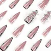 Falska naglar 24 st/set lång stiletto löstagbar naken full strass orm dekal artificiell nagel konst tips tryck på