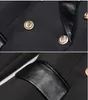Damesblazers van topkwaliteit Originals Designer Double-Breasted Slim fit jack Metalen gespen Revers luxe blazer Zwart Leren zak oversized Uitloperjassen