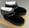 Boucle de ceinture thermique en peluche bottes de neige en peau de mouton semelle intérieure en fourrure Anti diapositives semelle femmes chaussons de mode