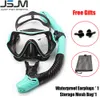 Maski nurkowe JSJM Profesjonalna maska ​​do nurkowania z rurką i rurki Gogle okulary nurkowe Zestaw rurki z rurką dla dorosłych unisex 230411