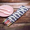 Dinnerware Sets Camping Silverware Straw Storage Bag Stainless Steel Chopsticks Forks Drawstring