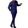 Costumes pour hommes Blazers hommes costumes pour mariage col montant Plaid à manches longues chemise pantalon africain ethnique affaires 2 pièces ensembles homme vêtements tenues porter 231110