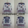 Weng Mens #88 Patrick Kane 2010 Team USA 100% sömnad broderi S Hockey Jerseys Vintage