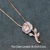 Hänge halsband lila eld opal halsband charm rose blommor brud guld färg kedja för kvinnor engagemang smycken