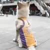 Chemise en coton Lakers Grands Chiens Chiot Sportswear Vêtements Pour Chiens Gilet Basketball Jersey Cool Respirant Pet Chat Vêtements Printemps Eté Mode