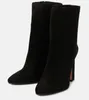 Elgant Winter Vrouw Aquazzuras Joplin Bootie Suède Rits Midden Kuit Blokhak Stretch Enkellaarsjes Luxe Mode