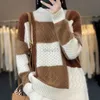 Women's Sweaters Women s 100 Pure Cashmere Turtleneck Sweater Korean Styor Block Loose Fit Knit Pullover Fashionable and Slimming Knitted B zln231111