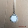 Collares colgantes Sublimación en blanco Doble fila Zircon Po Colgantes Regalo del día de San Valentín Transferencia Impresión Consumible 15 unids / lote