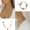 Chaînes couleur riz perle marguerite gland chaîne collier pour femmes Simple mode plaqué or dinde yeux pendentif 2023