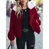 Women's Jackets Glitter European And American Autumn Winter Women's Lapel Long Sleeve Loose Pit Strip Zipper Double-sided Velvet Casual