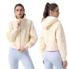 Lulus Original Yoga kostym fleece tröja Sport Kvinnors löst passande fitness topp dragkedja huva förtjockad casual wear da