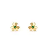 four leaf clover Earrings Natural Shell Gemstone 925 silver designer for woman T0P quality highest counter quality classic style jewelry exquisite gift 010