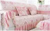 Housses de chaise rose luxe lin coton housse de canapé Jacquard dentelle épissage housses modulaires serviette antidérapante taie d'oreiller