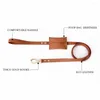 Dog Collars 150CM Leather Leash With Poop Bag Dispenser PouchMetal Hook Heavy Duty Pet Traction Rope For Medium Large Night Wal Q3R8