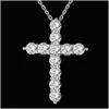 Pendants Sier Color Necklace Jewelry Women Fashion Cross Cz Crystal Zircon Stone Pendant Christmas Gift N296 Drop Delivery H Dh5S0