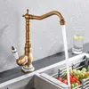Bathroom Sink Faucets Quyanre Black Bronze Retro Antique Brass Basin Single Handle Mixer Tap 360 Rotation Kitchen Taps 230410