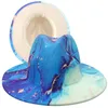 Chapéus de aba larga Chapéus de balde Fedora Brim Print Tie Dye Dye Men e feminina Tweed Fashion Hat Panamá gradiente retro Jazz Hat Fedora Men 230410