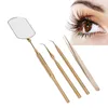 Makeup Compact Mirror Eyelash Mirror with Eyelash Tweezers Eyelash Lift Stick Comb Facial Tools