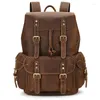 School Bags Drop Leather Backpack Vintage Top Grade Fashion Bag Pack Travel Men Male Day Crazy Horse