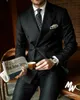 Мужские костюмы Blazers Black Stripe Men Suits Double Breadsed Blazer Последние дизайны брюки Slim Fit 2peece Tuxedos Custom Made Groom Prom Ternos 230410