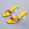 Sandali Fashion Strange Style Heel PVC Trasparente Clear Women Peep Toe Summer Design Pantofole Weave Outdoor Shoes 230411